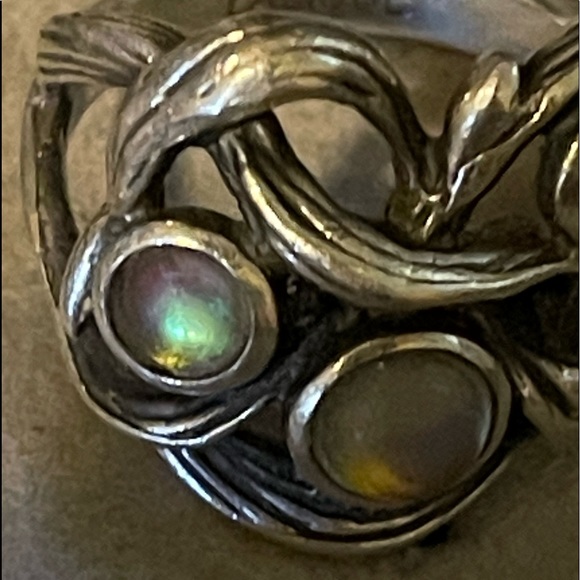 LALIQUE RARE retired 38 hearts sterling silver moonstone ring signed ( STAMPED ) - Picture 7 of 8